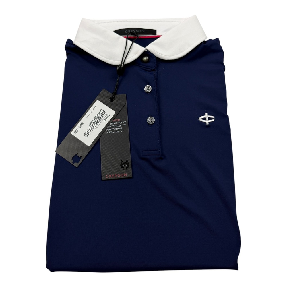 Greyson Girls Large 10 Scarlett Polo Shirt Maltese Blue Contrast Collar‎ NWT